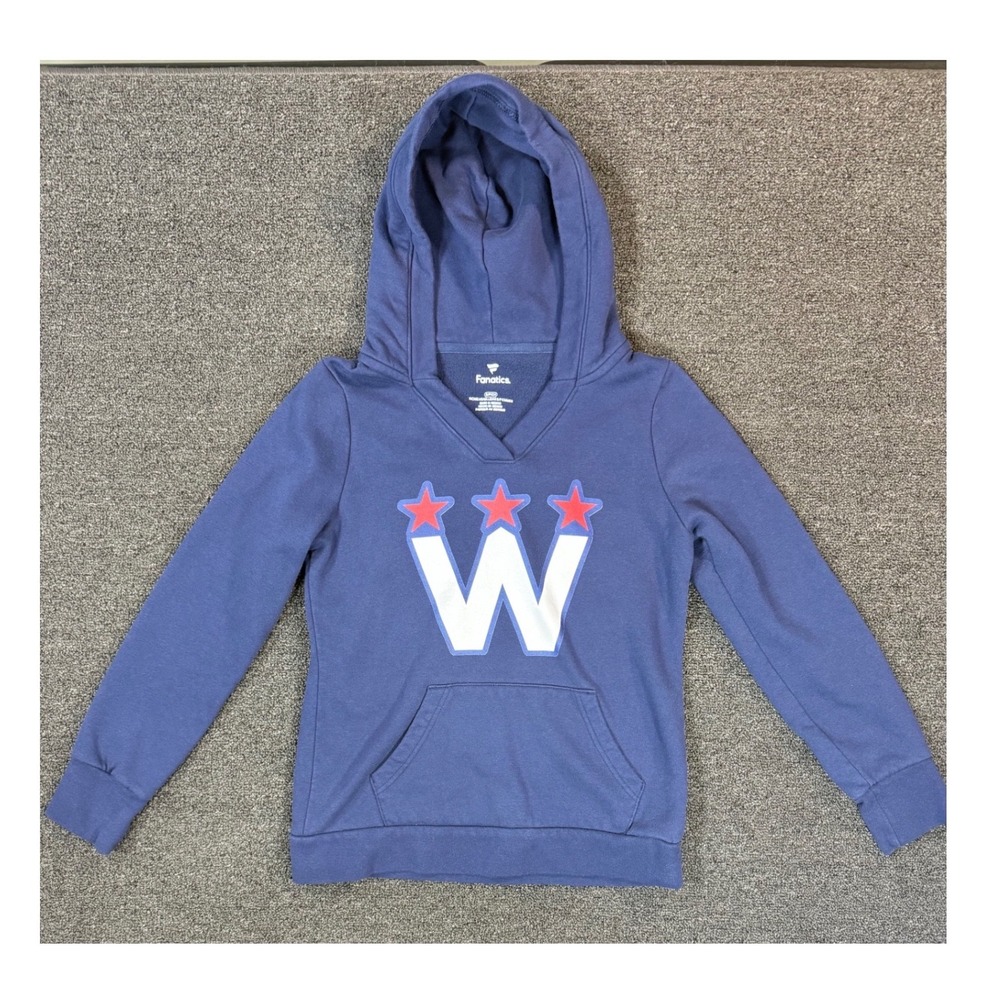 Fanatics Hoodie Womens Small Blue Excellent Washington Capitals‎ NHL V-Neck Logo
